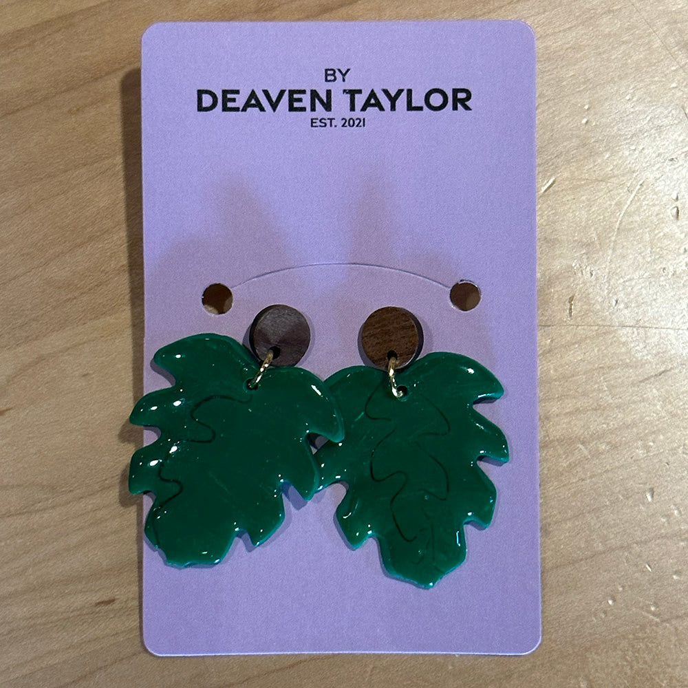 Earrings - Green Leaf