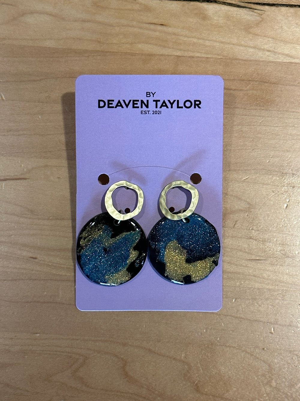 Earrings - Gold & Blue Shimmer