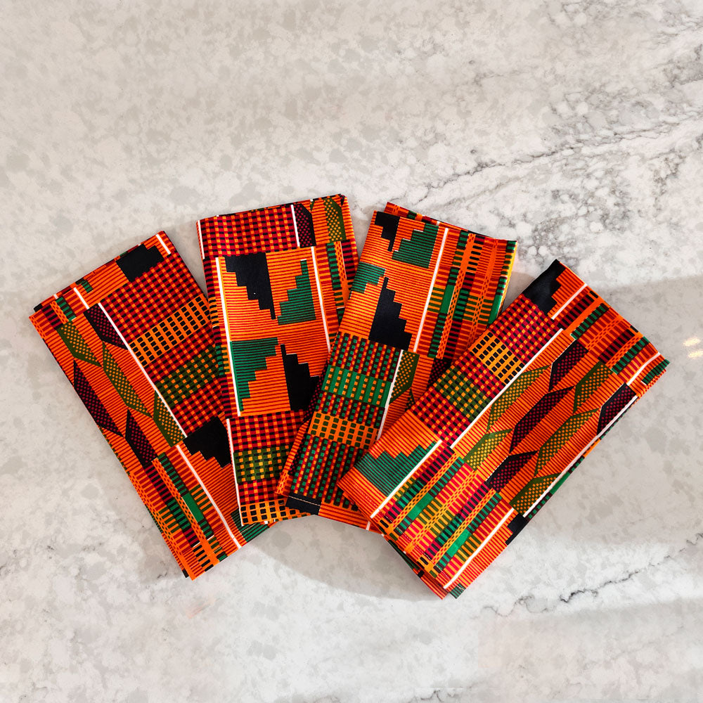 Cloth Dinner Napkins (Orange/Green/Black)