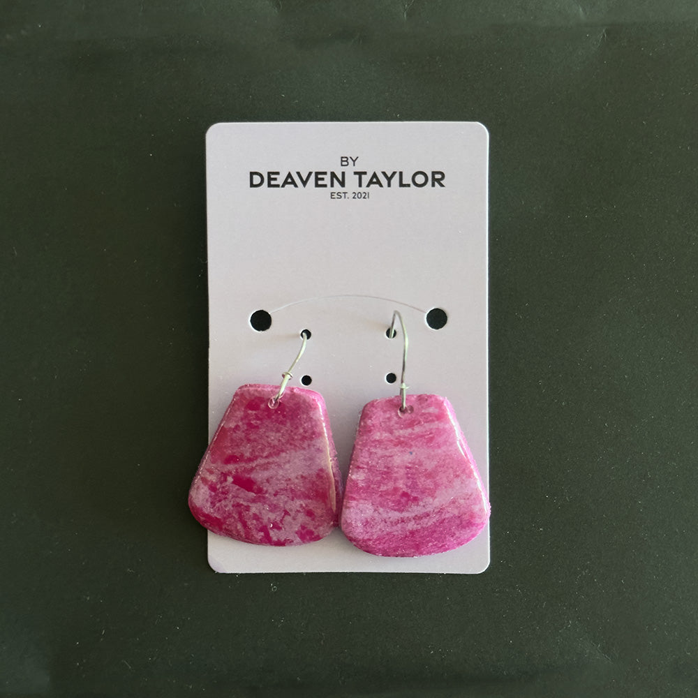Clay Earrings - Pink Granite