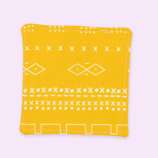 Yellow Mud Cloth Quilted Coaster (Set of 4)