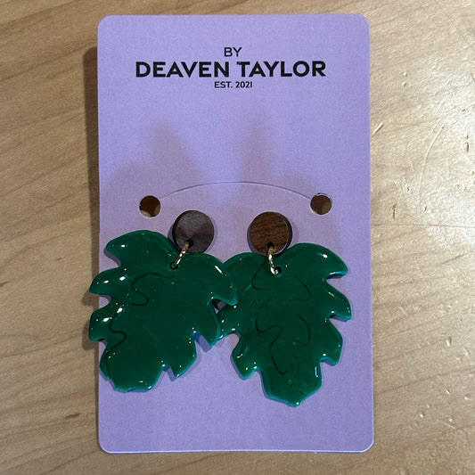 Earrings - Green Leaf
